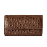 Brown Ostrich-Texture Leather Clutch