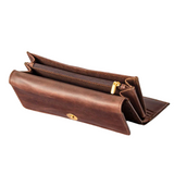 Brown Ostrich-Texture Leather Clutch