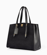 Black color suede multi compartment satchel bag