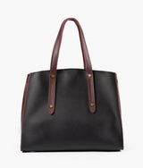 Black with burgundy color multi compartment satchel bag