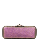 Sac Mini Rectangular Flap Chanel en agneau irisé violet, avec accastillage doré clair
