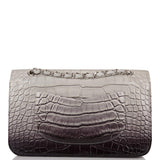 Sac Chanel Classique Double Rabat Moyen Ombre Gris Mat Alligator Métallerie Argentée