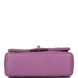 Sac bandoulière Chanel Mini Rectangular en agneau violet et finitions argentées