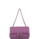 Sac bandoulière Chanel Mini Rectangular en agneau violet et finitions argentées