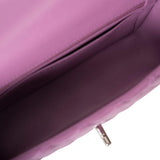 Sac bandoulière Chanel Mini Rectangular en agneau violet et finitions argentées