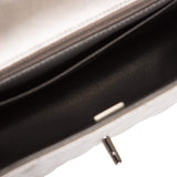 Sac Chanel Mini Rectangulaire à Rabat en Agneau Ruthénium et Quincaillerie Argentée