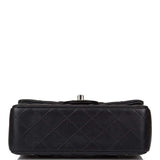 Sac à rabat Chanel Mini Rectangulaire Agneau Noir Finitions Argent Clair