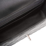Sac à rabat Chanel Mini Rectangulaire Agneau Noir Finitions Argent Clair