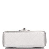 Sac Mini Rectangulaire à Rabat Chanel Agneau Métallisé Argent Quincaillerie Argentée