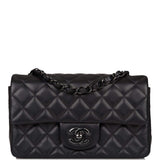Sac Chanel Mini Rectangulaire à Rabat SO Black Agneau Noir Quincaillerie Noire