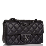Sac Chanel Mini Rectangulaire à Rabat SO Black Agneau Noir Quincaillerie Noire