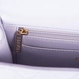 Sac Mini Rectangulaire à Rabat avec Poignée Chanel en Agneau Matelassé Lavande Clair et Quincaillerie Dorée Pâle