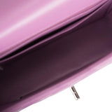 Sac Chanel Mini Classic Flap Rectangulaire Matelassé Violet en Agneau, Bijouterie Argentée