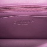 Sac Chanel Mini Classic Flap Rectangulaire Matelassé Violet en Agneau, Bijouterie Argentée