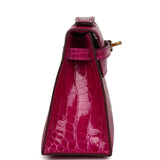 Hermes Kelly Pochette Rose Scheherazade Alligator Brillant Accastillage Doré