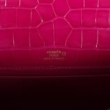 Hermes Kelly Pochette Rose Scheherazade Alligator Brillant Accastillage Doré