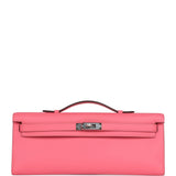 Hermès Kelly Cut Rose Azalée Swift Métal Argenté Palladium