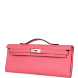 Hermès Kelly Cut Rose Azalée Swift Métal Argenté Palladium
