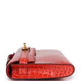 Hermès Kelly Cut Orange Poppy Crocodile Porosus Brillant Accastillage Doré