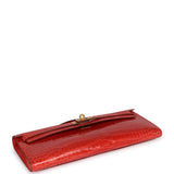 Hermès Kelly Cut Orange Poppy Crocodile Porosus Brillant Accastillage Doré