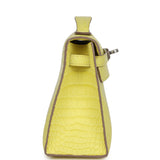 Hermes Kelly Pochette Alligator mat lime Clous palladium
