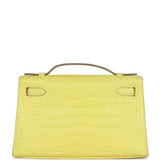 Hermes Kelly Pochette Alligator mat lime Clous palladium