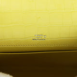 Hermes Kelly Pochette Alligator mat lime Clous palladium