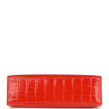 Hermès Kelly Pochette Alligator Mississippien Brillant Orange Poppy Finition Palladium