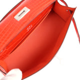 Hermès Kelly Pochette Alligator Mississippien Brillant Orange Poppy Finition Palladium