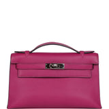 Hermès Kelly Pochette Rose Pourpre Swift Palladium