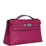 Hermès Kelly Pochette Rose Pourpre Swift Palladium