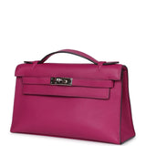 Hermès Kelly Pochette Rose Pourpre Swift Palladium