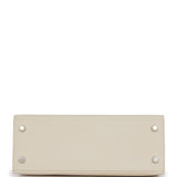 Hermès Commande Spéciale (HSS) Kelly Sellier 25 Craie et Gris Mouette Epsom Finition Palladium Brossé