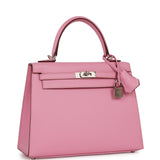 Hermès Kelly Sellier 25 Rose 5P Verso Madame Finition Palladium