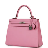 Hermès Kelly Sellier 25 Rose 5P Verso Madame Finition Palladium