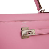 Hermès Kelly Sellier 25 Rose 5P Verso Madame Finition Palladium