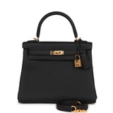 Hermès Kelly Retourné 25 Noir Togo Métal Doré