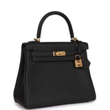 Hermès Kelly Retourné 25 Noir Togo Métal Doré