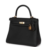 Hermès Kelly Retourné 25 Noir Togo Métal Doré