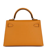 Hermès Kelly Sellier 20 Moutarde chèvre palladium