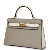 Hermes Special Order (HSS) Kelly Sellier 20 Gris Tourterelle et Nata Chevre, Accastillage Doré