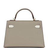Hermes Special Order (HSS) Kelly Sellier 20 Gris Tourterelle et Nata Chevre, Accastillage Doré