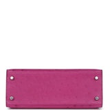 Hermès Kelly Sellier 25 Rose Pourpre Autruche Palladium Hardware