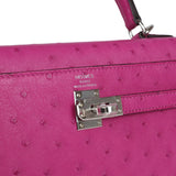 Hermès Kelly Sellier 25 Rose Pourpre Autruche Palladium Hardware