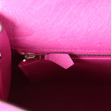 Hermès Kelly Sellier 25 Rose Pourpre Autruche Palladium Hardware