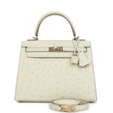 Hermès Commande Spéciale (HSS) Kelly Sellier 25 Nata Verso Autruche Métallerie Permabrass