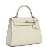 Hermès Commande Spéciale (HSS) Kelly Sellier 25 Nata Verso Autruche Métallerie Permabrass