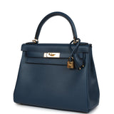 Hermès Kelly Retourné 28 Bleu profond Evercolor Accastillage doré