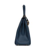 Hermès Kelly Retourné 28 Bleu profond Evercolor Accastillage doré