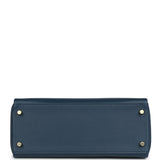 Hermès Kelly Retourné 28 Bleu profond Evercolor Accastillage doré